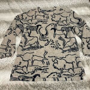 Vintage Woolrich Cave Drawing Animal Print Sweater